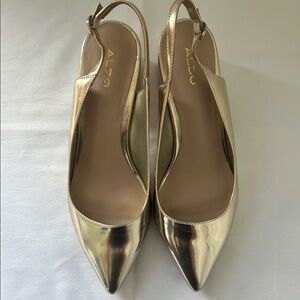 Aldo Metallic Gold Slingback Heels